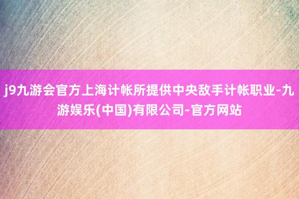 j9九游会官方上海计帐所提供中央敌手计帐职业-九游娱乐(中国)有限公司-官方网站